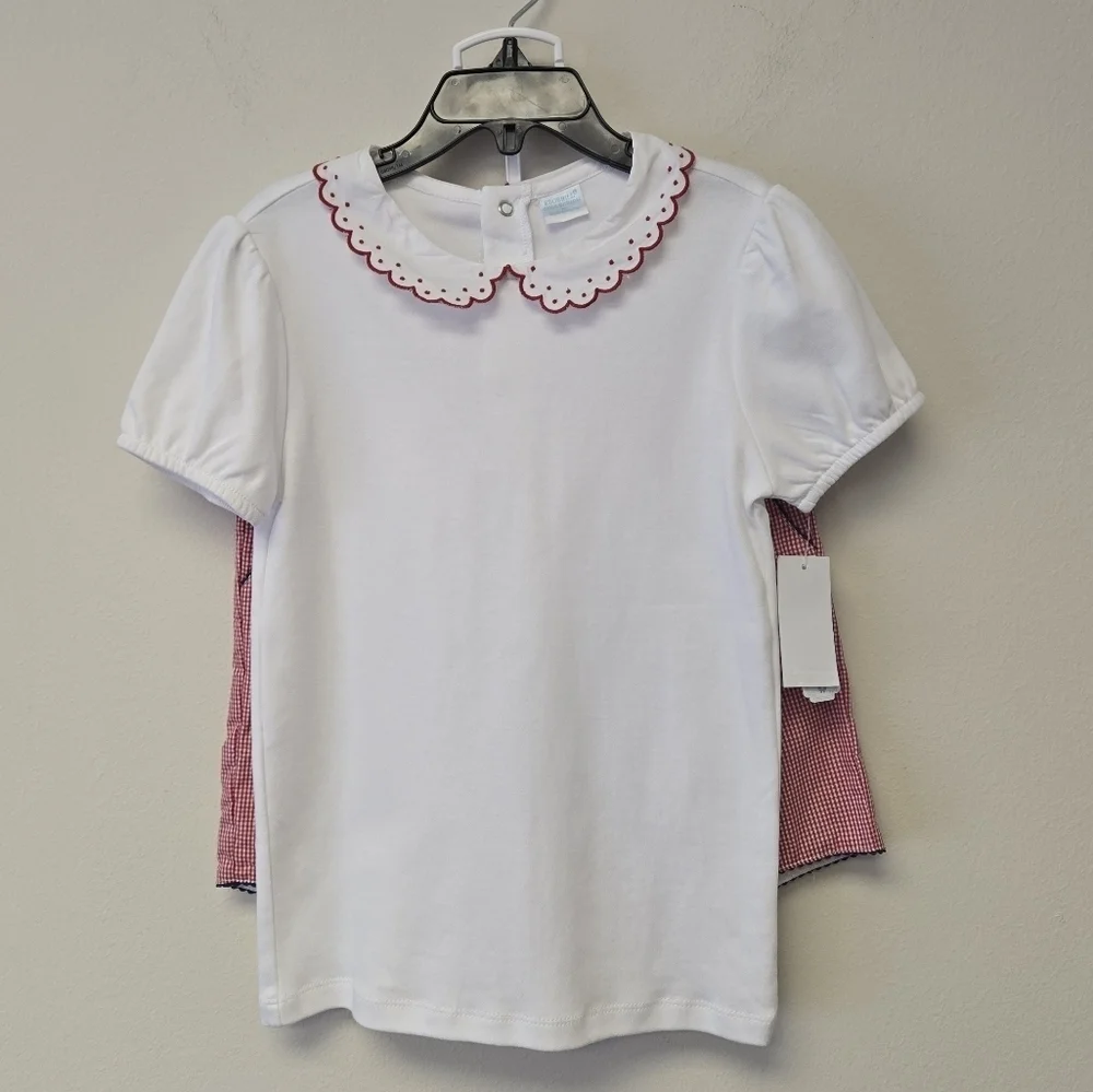 Edgehill Collection Peter Pan Collar Gingham Short Set Red 6